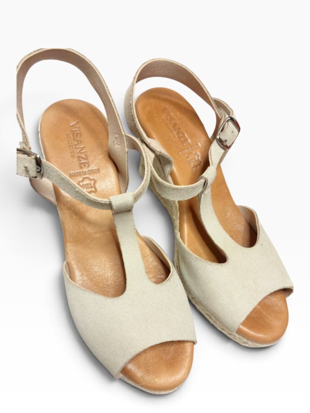 Visanze Collection 3in Suede Wedge Espadrilles Sandal - EU38/W7.5 - Tan